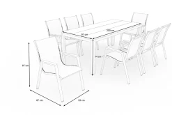 New Tallinn Garten-Essgruppe, 8 Personen, Tisch 200x90 cm, Alu/Holzimitat, anthrazit/natur Garten-Essgruppen|Aluminium-Gartenmöbel