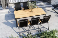 Tallinn Garten-Essgruppe, 6 Personen, Tisch 200 x 90 cm, Aluminium/Holzimitat Garten-Essgruppen