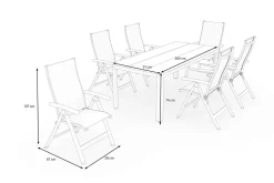 Tallinn Garten-Essgruppe, 6 Personen, Tisch 200 x 90 cm, Aluminium/Holzimitat Garten-Essgruppen