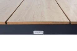 Sale Tallinn Garten-Essgruppe mit 6 Stapelsesseln, anthrazit matt/natur, Alu/Holzimitat, Esstisch 150 x 90 cm Garten-Essgruppen