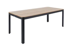 Discount Tallinn Gartentisch, natur/schwarz, Alu/Holzimitat, 200 x 90 cm Gartentische