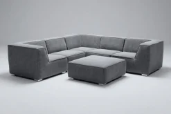 Discount Tasty Gartenlounge für 6 Personen, dunkelgrau, Alu/Polyester, robust Gartenlounge|Aluminium-Gartenmöbel