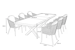 Hot Tavio Garten-Essgruppe schwarz/beige, Alu/Steinimitat/Rope-Geflecht, Tisch 200/260 x 100 cm, 6 Diningsessel, ausziehbar Garten-Essgruppen