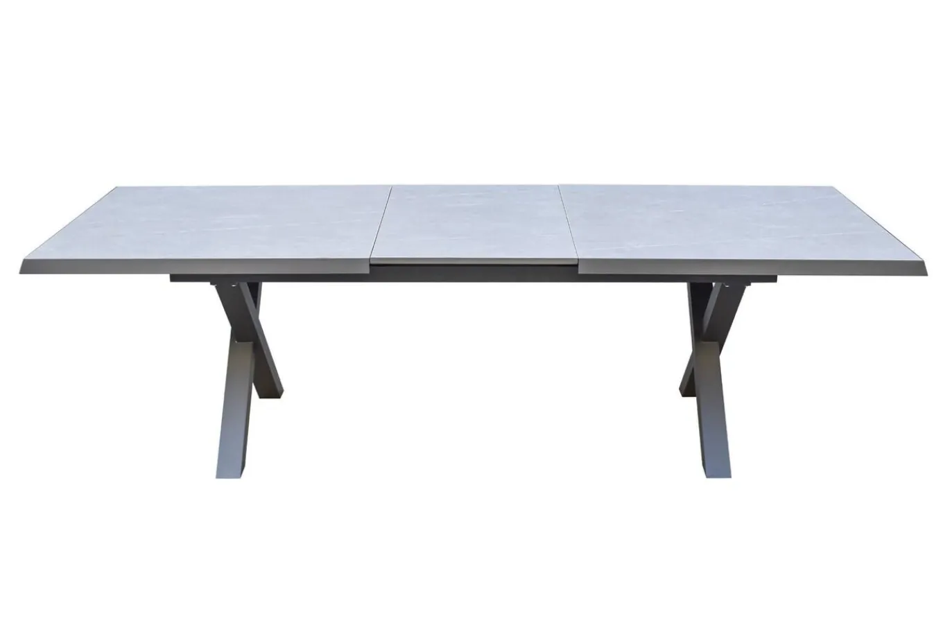 Hot Tavio Garten-Essgruppe schwarz/beige, Alu/Steinimitat/Rope-Geflecht, Tisch 200/260 x 100 cm, 6 Diningsessel, ausziehbar Garten-Essgruppen