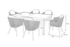 Best Tavio Garten-Essgruppe, anthrazit matt/beige, Alu/Rope-Geflecht, Tisch 180/240 x 100 cm, 6 Diningsessel Garten-Essgruppen