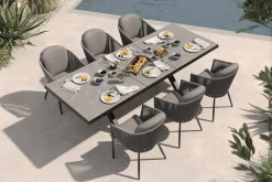 Online Tavio Garten-Essgruppe, schwarz/dunkelgrau, Alu/Rope/Steinimitat, 200/260 x 103 cm, ausziehbar, 6 Diningsessel Garten-Essgruppen
