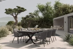 Online Tavio Garten-Essgruppe, schwarz/dunkelgrau, Alu/Rope/Steinimitat, 200/260 x 103 cm, ausziehbar, 6 Diningsessel Garten-Essgruppen