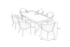 Online Tavio Garten-Essgruppe, schwarz/dunkelgrau, Alu/Rope/Steinimitat, 200/260 x 103 cm, ausziehbar, 6 Diningsessel Garten-Essgruppen