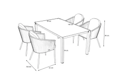 Discount Tavio Garten-Essgruppe, anthrazit matt/dunkelgrau, Alu/Rope-Geflecht/Spraystone, 160 x 95 cm, 4 Diningsessel Garten-Essgruppen
