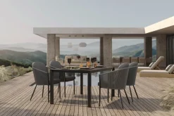 Discount Tavio Garten-Essgruppe, anthrazit matt/dunkelgrau, Alu/Rope-Geflecht/Spraystone, 160 x 95 cm, 4 Diningsessel Garten-Essgruppen