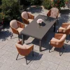 Outlet Tavio Garten-Essgruppe, anthrazit/orange, Alu/Rope-Geflecht, ausziehbare Tischplatte 180/240 x 100 cm, 6 Diningsessel Garten-Essgruppen