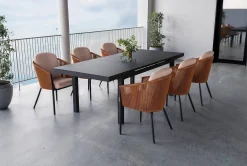 Outlet Tavio Garten-Essgruppe, anthrazit/orange, Alu/Rope-Geflecht, ausziehbare Tischplatte 180/240 x 100 cm, 6 Diningsessel Garten-Essgruppen