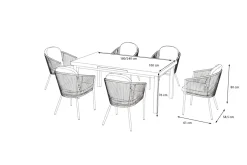 Outlet Tavio Garten-Essgruppe, anthrazit/orange, Alu/Rope-Geflecht, ausziehbare Tischplatte 180/240 x 100 cm, 6 Diningsessel Garten-Essgruppen