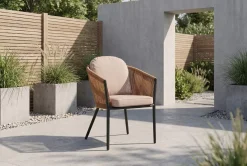 Online Tavio Garten-Essgruppe, anthrazit matt/orange, Alu/Rope-Geflecht, Spraystone-Tischplatte 160 x 95 cm, 4 Diningsessel Garten-Essgruppen