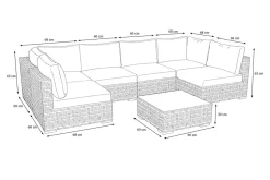 Sale Tiago Gartenlounge für 6 Personen, langlebiges Material, robust, witterungsbeständig Polyrattan-Gartenmöbel|Gartenlounge