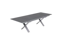 Clearance Toronto Ausziehtisch, silber, Alu/Spraystone, 180/280x100cm, Schubladenauszug Gartentische