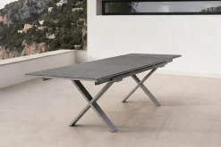 Clearance Toronto Ausziehtisch, silber, Alu/Spraystone, 180/280x100cm, Schubladenauszug Gartentische