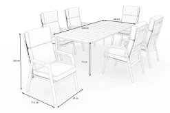 Hot Trondheim Garten-Essgruppe, anthrazit/natur, Alu/Teakholz, Tisch 220 x 100 cm, 6 Sessel, inkl. Polster Garten-Essgruppen