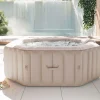Discount Tulum Whirlpool, beige/weiß, PVC laminiert, ⌀ 195 x 65 cm, aufblasbar, mit Massagedüsen, integriertes Ablassventil, UV-beständig Whirlpools