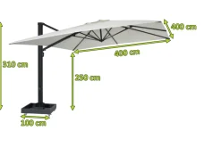 Best Ultimate L Ampelschirm, anthrazit/creme, Alu/Spuncrylic®, 400 x 400 cm, inkl. befüllbarem Schirmständer Sonnenschirme