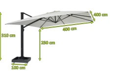 Best Ultimate L Ampelschirm, anthrazit/creme, Alu/Spuncrylic®, 400 x 400 cm, inkl. befüllbarem Schirmständer Sonnenschirme