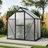 Discount Verde Basic Gewächshaus, schwarzer Rahmen, Aluminium/Polycarbonat, 130x183x190 cm, pulverbeschichtet, UV-geschützt, mit Schiebetür Gewächshaus|Aluminium-Gartenmöbel