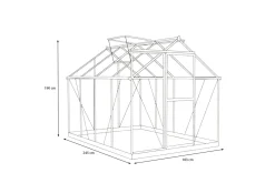 Clearance Verde Basic Gewächshaus, schwarzer Rahmen, Aluminium pulverbeschichtet mit Polycarbonat-Doppelstegplatten, 245 x 183 x 190 cm, UV-beständig, inkl. Schiebetür Gewächshaus|Aluminium-Gartenmöbel