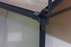 Clearance Verde Basic Gewächshaus, schwarzer Rahmen, Aluminium pulverbeschichtet mit Polycarbonat-Doppelstegplatten, 245 x 183 x 190 cm, UV-beständig, inkl. Schiebetür Gewächshaus|Aluminium-Gartenmöbel