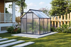 Sale Verde Basic Gewächshaus, schwarzer Rahmen, Aluminium pulverbeschichtet mit Polycarbonat-Doppelstegplatten 4 mm, 187 x 183 x 190 cm, UV-geschützt und wetterfest Gewächshaus|Aluminium-Gartenmöbel