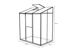 Outlet Verde Comfort Anlehn-Gewächshaus, schwarzer Rahmen, Aluminium/Polycarbonat, 160 x 105 x 190 cm, UV-beständig, pulverbeschichtet, mit Schiebetür Gewächshaus|Aluminium-Gartenmöbel