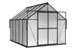 Clearance Verde Premium Gewächshaus, schwarzer Rahmen, Aluminium/Polycarbonat, 310 x 244 x 230 cm, pulverbeschichtet, UV-geschützt, mit Schiebetür und 2 Fenstern Gewächshaus|Aluminium-Gartenmöbel