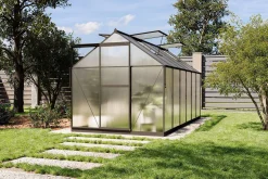 Hot Verde Premium Gewächshaus, schwarzer Rahmen, Aluminium/Polycarbonat, 358 x 183 x 200 cm, Schiebetür, 2 Fenster, pulverbeschichtet, UV-beständig Gewächshaus|Aluminium-Gartenmöbel