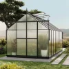 Discount Verde Premium Gewächshaus, schwarzer Rahmen, Aluminium pulverbeschichtet mit Polycarbonat 6 mm und Stahlrahmen, 486 x 243 x 240 cm, 4 Fenster, Schiebetür Gewächshaus|Aluminium-Gartenmöbel