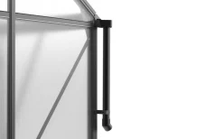 Discount Verde Premium Gewächshaus, schwarzer Rahmen, Aluminium pulverbeschichtet mit Polycarbonat 6 mm und Stahlrahmen, 486 x 243 x 240 cm, 4 Fenster, Schiebetür Gewächshaus|Aluminium-Gartenmöbel