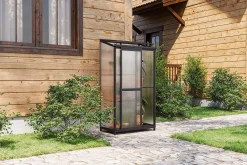 Verde Smart Balkon-Gewächshaus, schwarzer Rahmen, Aluminium/Polycarbonat, 91 x 51 x 166 cm, UV-beständig, pulverbeschichtet, mit Tür und Regalböden Gewächshaus|Aluminium-Gartenmöbel