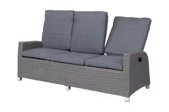 Online Vigo Comfort 3-Sitzer Speise-/Lounge-Sofa, stahlgrau-meliert, Polyrattan, 210x84x110cm, verstellbar Polyrattan-Gartenmöbel|Aluminium-Gartenmöbel