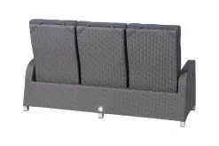 Online Vigo Comfort 3-Sitzer Speise-/Lounge-Sofa, stahlgrau-meliert, Polyrattan, 210x84x110cm, verstellbar Polyrattan-Gartenmöbel|Aluminium-Gartenmöbel