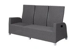 Online Vigo Comfort 3-Sitzer Speise-/Lounge-Sofa, stahlgrau-meliert, Polyrattan, 210x84x110cm, verstellbar Polyrattan-Gartenmöbel|Aluminium-Gartenmöbel