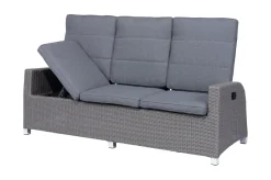 Online Vigo Comfort 3-Sitzer Speise-/Lounge-Sofa, stahlgrau-meliert, Polyrattan, 210x84x110cm, verstellbar Polyrattan-Gartenmöbel|Aluminium-Gartenmöbel