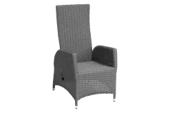 Sale Vigo Dining-Sessel, stahlgrau-meliert, Polyrattan, 60x68x111cm, Rücken stufenlos verstellbar Polyrattan-Gartenmöbel|Gartenstühle & Gartensessel