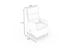 Sale Vigo Dining-Sessel, stahlgrau-meliert, Polyrattan, 60x68x111cm, Rücken stufenlos verstellbar Polyrattan-Gartenmöbel|Gartenstühle & Gartensessel
