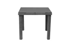 Online Vigo Dining-Tisch, stahlgrau-meliert, Alu/Polyrattan/Glas, 90x90x75cm, pulverbeschichtet Gartentische|Aluminium-Gartenmöbel