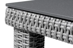 Online Vigo Dining-Tisch, stahlgrau-meliert, Alu/Polyrattan/Glas, 90x90x75cm, pulverbeschichtet Gartentische|Aluminium-Gartenmöbel