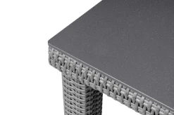 Online Vigo Dining-Tisch, stahlgrau-meliert, Alu/Polyrattan/Glas, 90x90x75cm, pulverbeschichtet Gartentische|Aluminium-Gartenmöbel