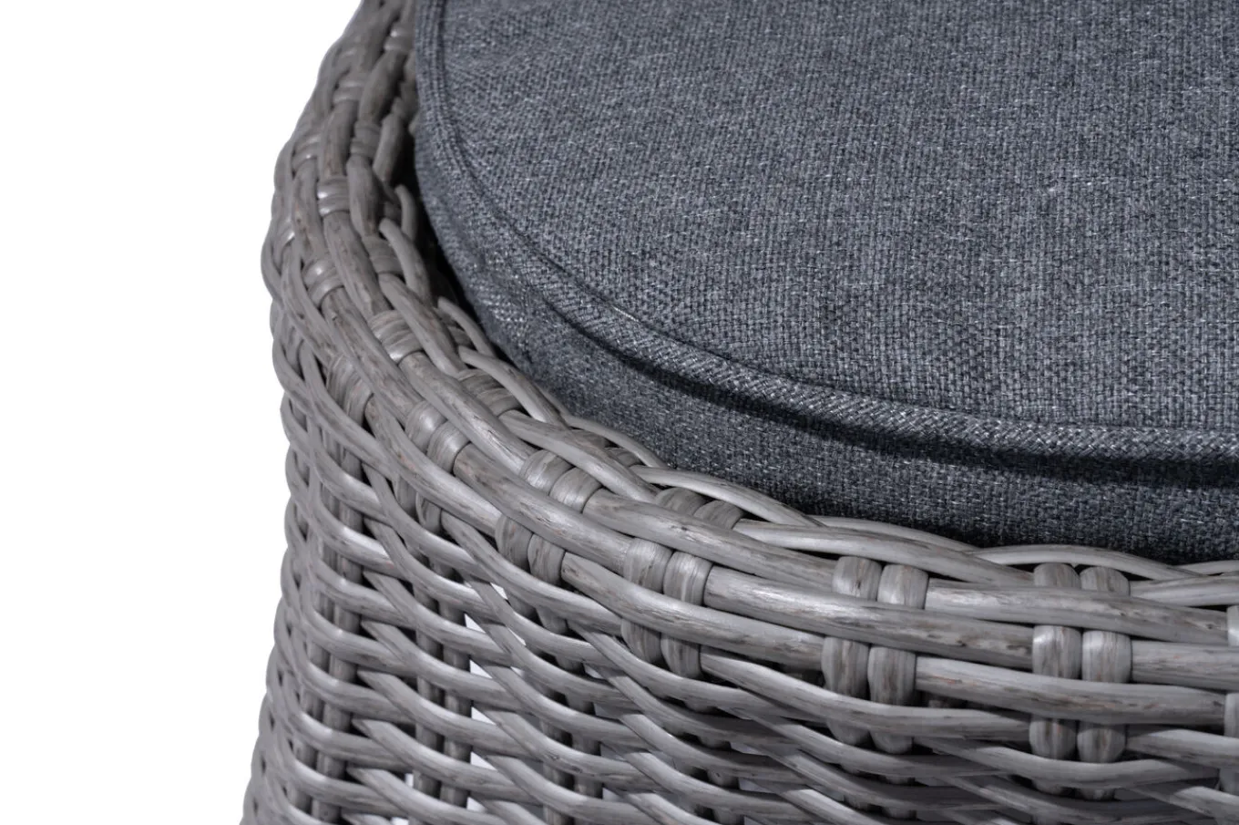 Hot Vigo Fußhocker, stahlgrau-meliert, Polyrattan, 56x54x40cm, inkl. Polster Polyrattan-Gartenmöbel|Gartenstühle & Gartensessel