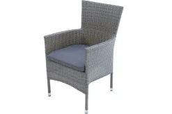 Best Vigo Garten-Essgruppe, stahlgrau-meliert/grau, Alu/Polyrattan/Polyester, Tisch 90 x 90 cm, 4 Sessel Aluminium-Gartenmöbel