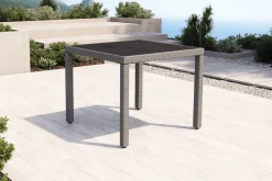 Online Vigo Garten-Essgruppe, stahlgrau-meliert, Alu/Polyrattan, Tisch 90 x 90 cm, 4 Stühle, Polster inklusive, pulverbeschichtet Garten-Essgruppen|Aluminium-Gartenmöbel
