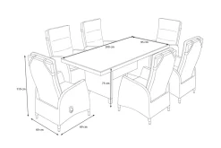 Clearance Vigo Garten-Essgruppe, 6 Personen, inkl. Kissen, 200x95cm, Polyrattan Polyrattan-Gartenmöbel|Garten-Essgruppen