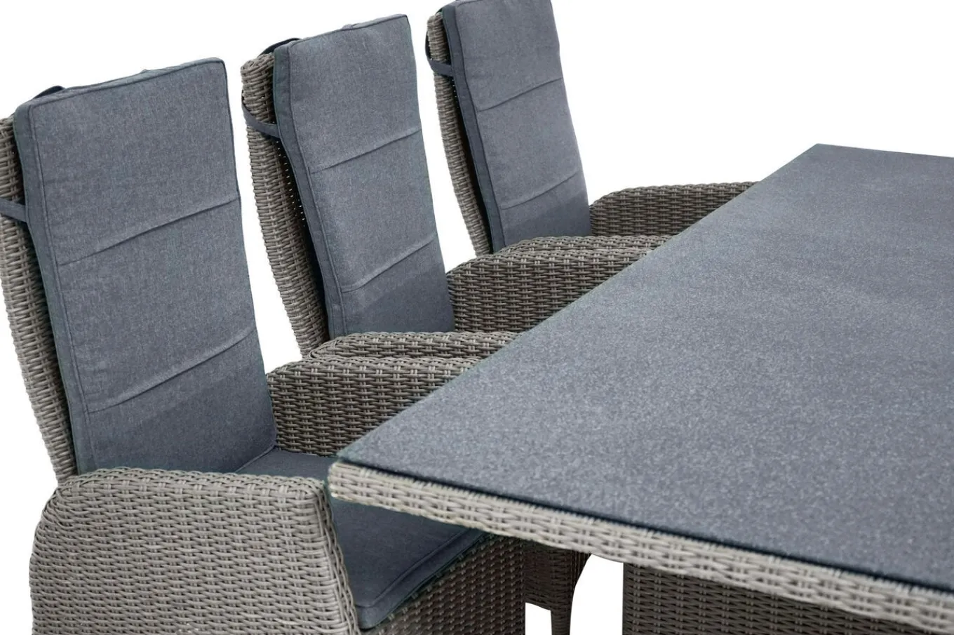 Clearance Vigo Garten-Essgruppe, 6 Personen, inkl. Kissen, 200x95cm, Polyrattan Polyrattan-Gartenmöbel|Garten-Essgruppen