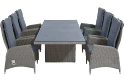 Clearance Vigo Garten-Essgruppe, 6 Personen, inkl. Kissen, 200x95cm, Polyrattan Polyrattan-Gartenmöbel|Garten-Essgruppen